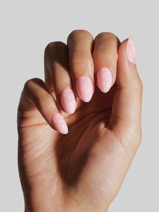 Baby Pink Dots - Extra Short Almond