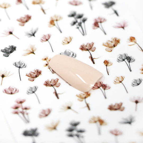 NAIL DECAL Fall Poppy Flowers STICKERS 69