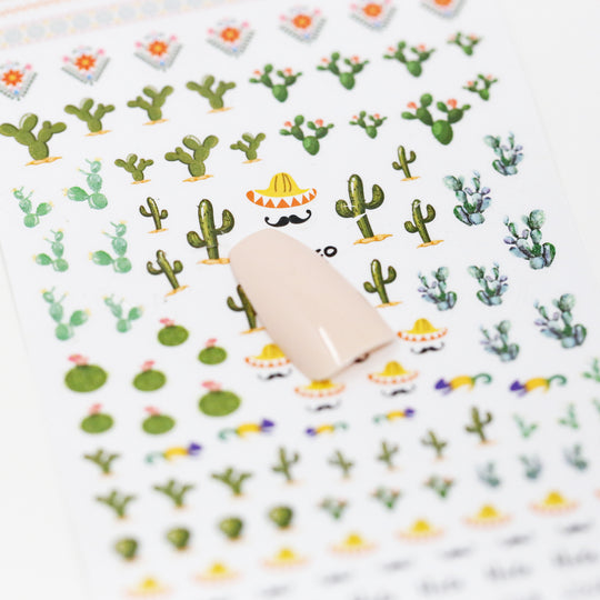 NAIL DECAL Green Dessert Succulent Cactus Vacation Hat STICKERS 71