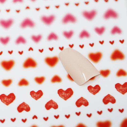 NAIL DECAL Pink Red Hearts Valentine STICKERS 74