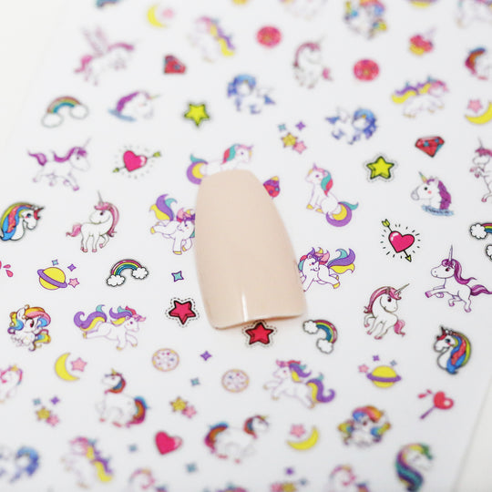 NAIL DECAL Cute Unicorns Stars Rainbow Pride STICKERS 78