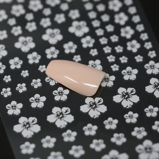 NAIL DECAL White Japanese Cherry Flowers STICKERS 81
