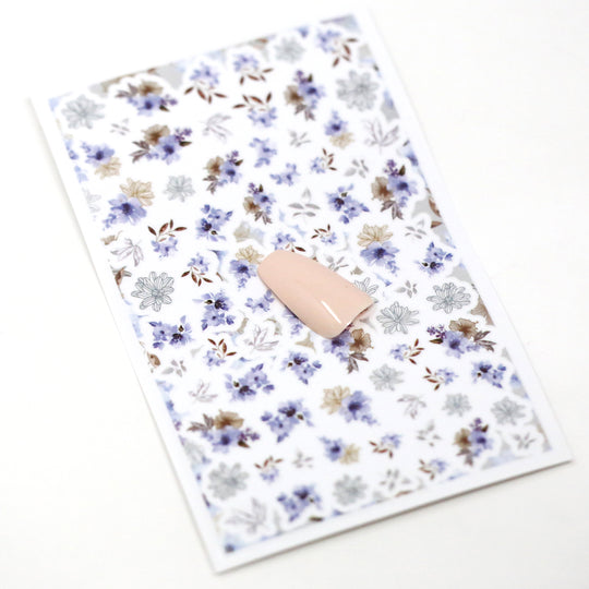 NAIL DECAL Purple Flowers STICKERS 84