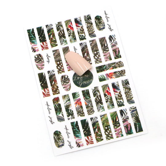 NAIL DECAL Green Summer Tropical Plants Vacation STICKERS 85