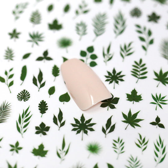 NAIL DECAL Green Leaves STICKERS 87