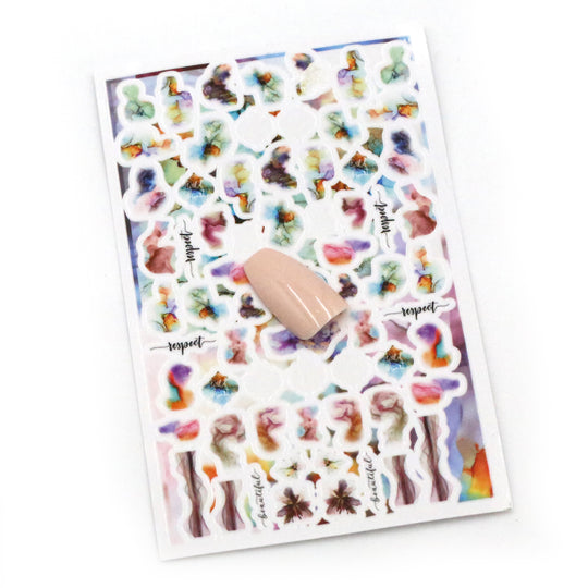 NAIL DECAL Colorful Watercolor Painting STICKERS 89