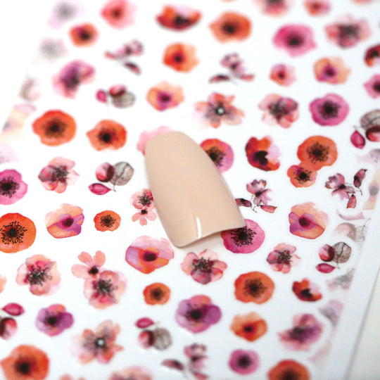 NAIL DECAL Floral Flower Red STICKERS 90