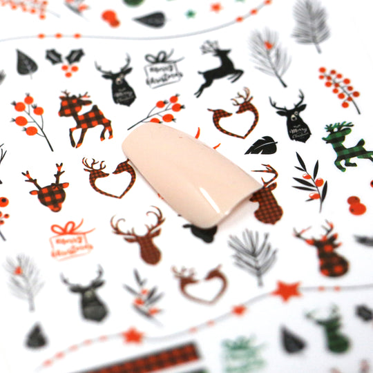NAIL DECAL Christmas Reindeer Holiday STICKERS 92