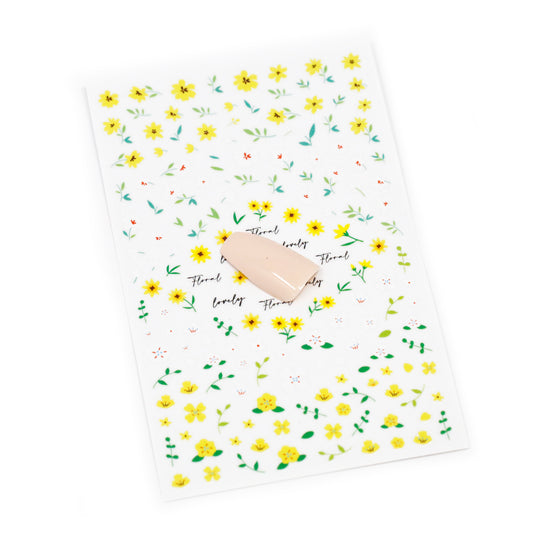 NAIL DECAL Yellow Daisy Floral Flowers Spring Summer STICKERS 101