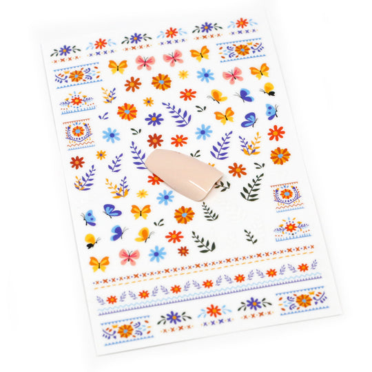 NAIL DECAL Spring Floral Flower Butterfly Multi-Color STICKERS 103