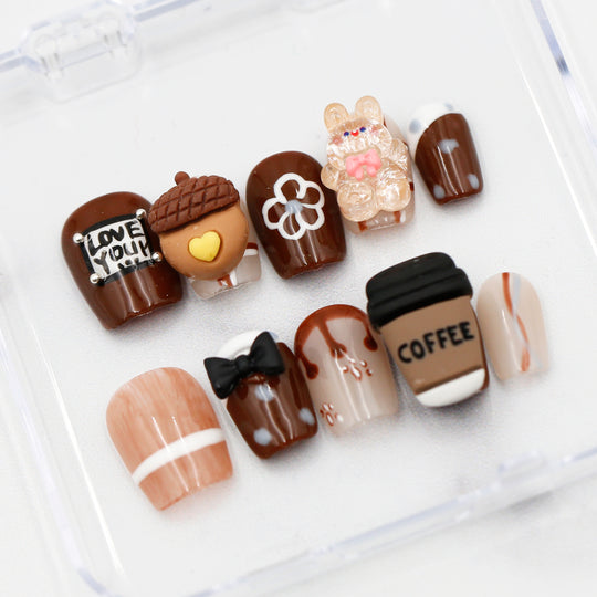 Fall Latte Press On Nails