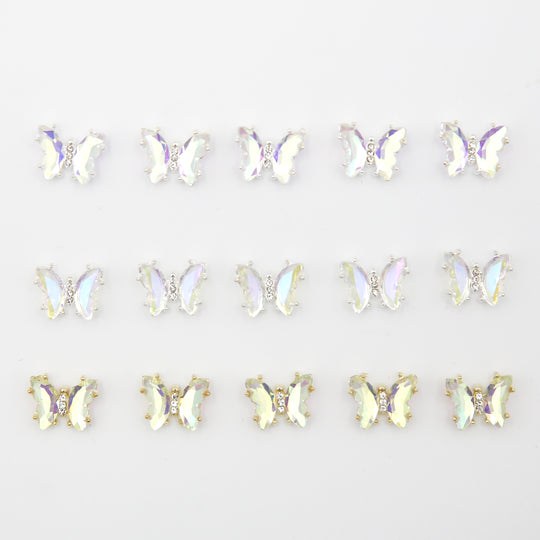 Crystal Butterfly Nail Studs Charms 10 pcs