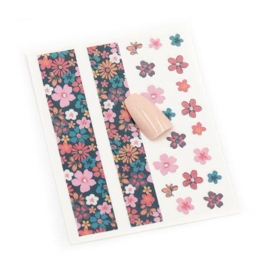 NAIL DECAL Japanese Floral Flowers Whimsey Multi-Color STICKERS 106