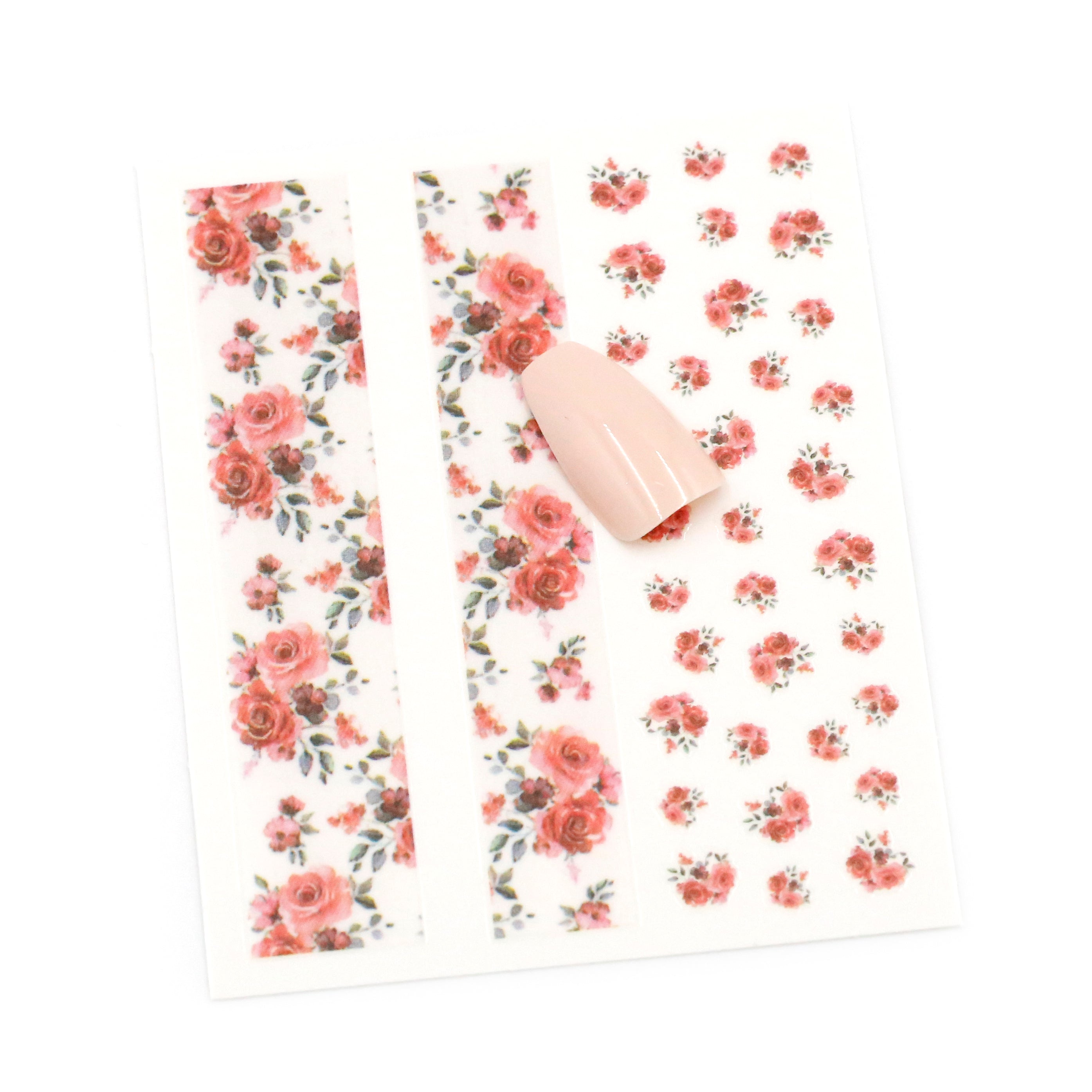 NAIL DECAL Vintage Cottage Inspired Floral Flower Red STICKERS 107 ...