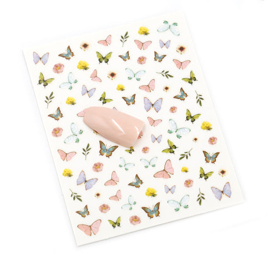 NAIL DECAL Butterfly Yellow Flower STICKERS 112