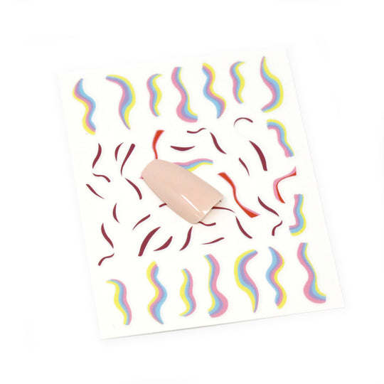 NAIL DECAL Curve Strips Rainbow Lines STICKERS 114