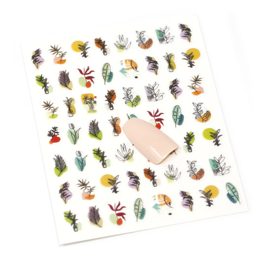 NAIL DECAL Plants Hand-Drawing Style STICKERS 115