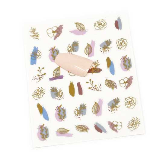 NAIL DECAL Gold Foil Flower Cutout STICKERS 119