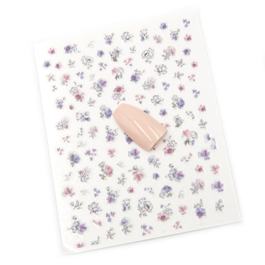 NAIL DECAL Purple Flowers STICKERS 124