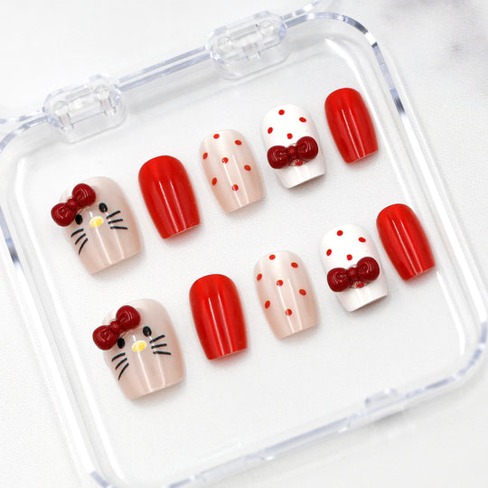 Kitty Bows (Light) Press On Nails