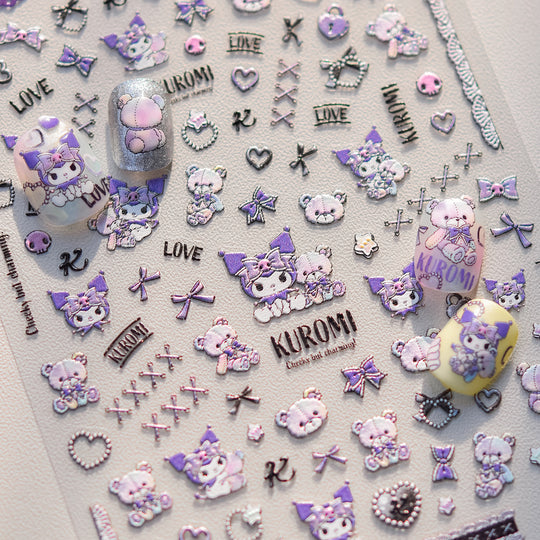 NAIL DECAL Tomoni x Sanrio Kuromi Cute 3D Stickers #5
