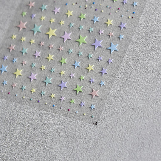 NAIL DECAL Tomoni Cute Blue Purple Yellow Green Nail Stars Stickers