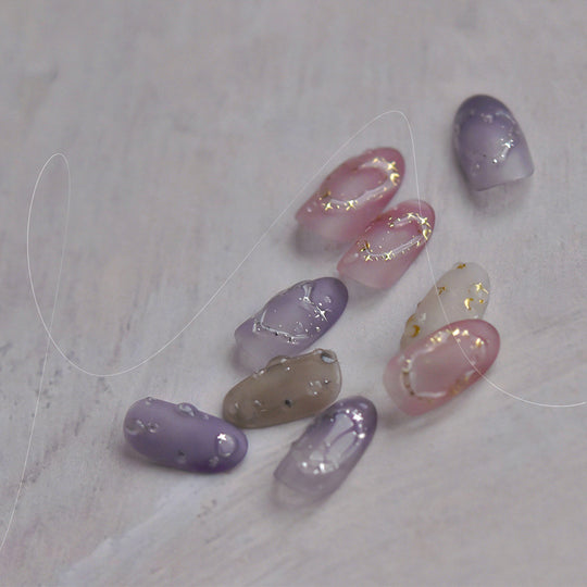 NAIL DECAL Tomoni Sparkly Silver & Gold Jelly Circles