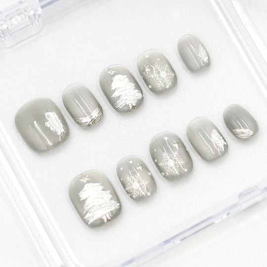 White Christmas Press-On Nails For Winter