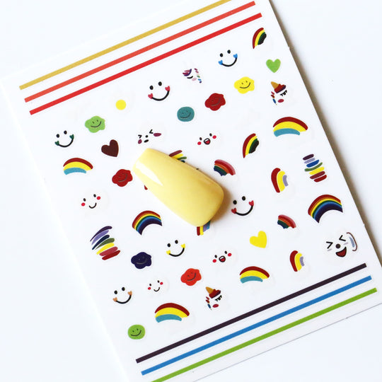 NAIL DECAL Smiley Face Rainbow Happy STICKERS 31