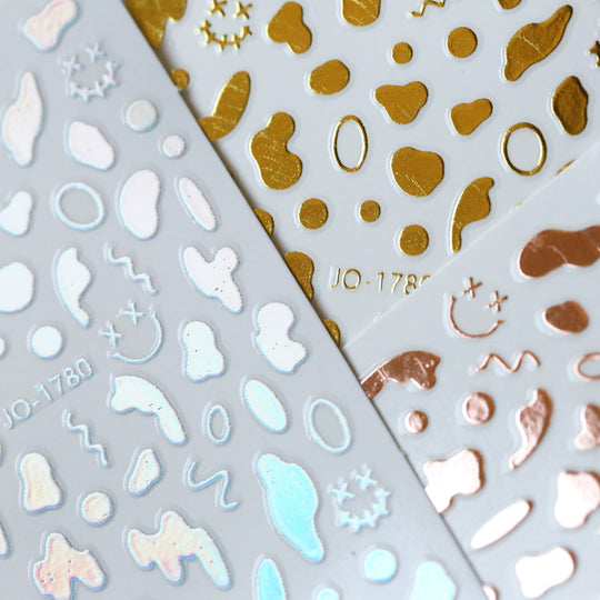 NAIL DECAL Metallic Asymmetrical Pattern Cow STICKERS 33 - SET OF 3