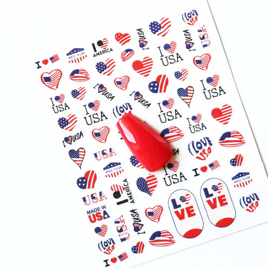NAIL DECAL America USA Patriotic July 4th STICKERS 35