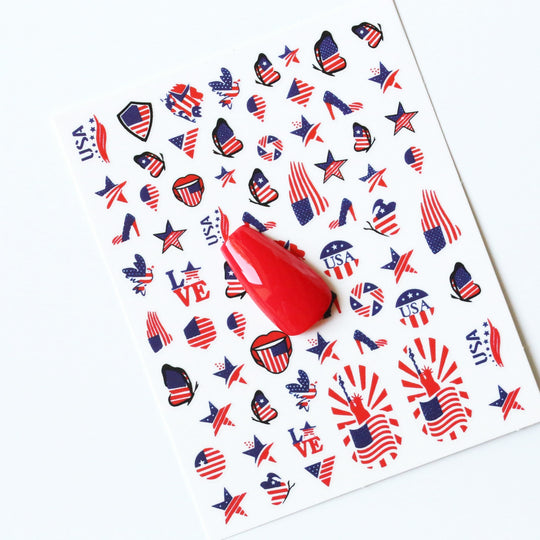 NAIL DECAL America USA July 4th Patriotic STICKERS 36