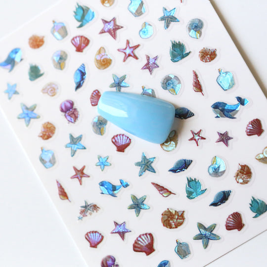 NAIL DECAL Blue Shell Star Ocean STICKERS 51
