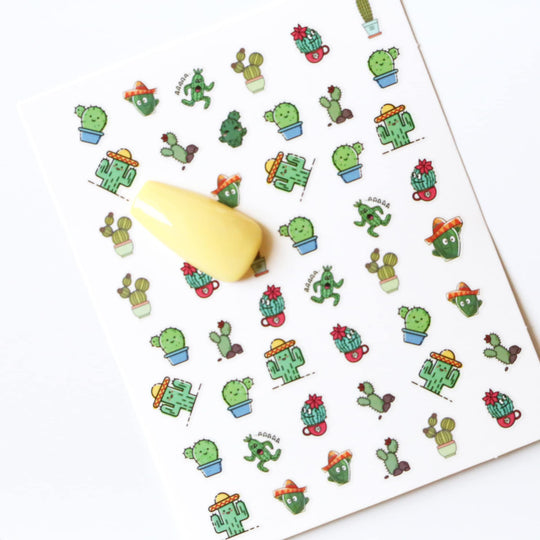 NAIL DECAL Succulent Cactus Plants STICKERS 52