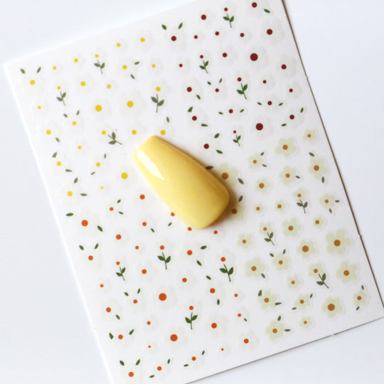 NAIL DECAL Yellow Orange Flowers STICKERS 54