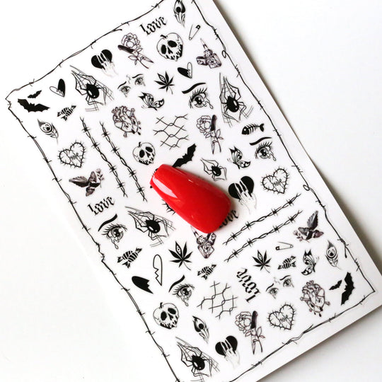 NAIL DECAL Halloween Gothic Spiders Eyes STICKERS 57