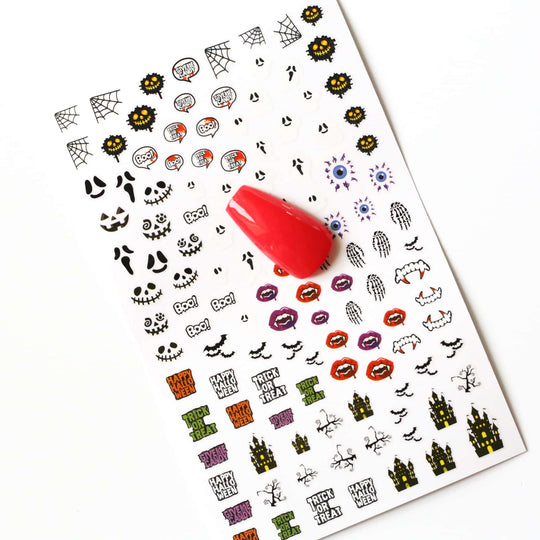 NAIL DECAL Cute Halloween Trick or Treat Spider Ghost STICKERS 58