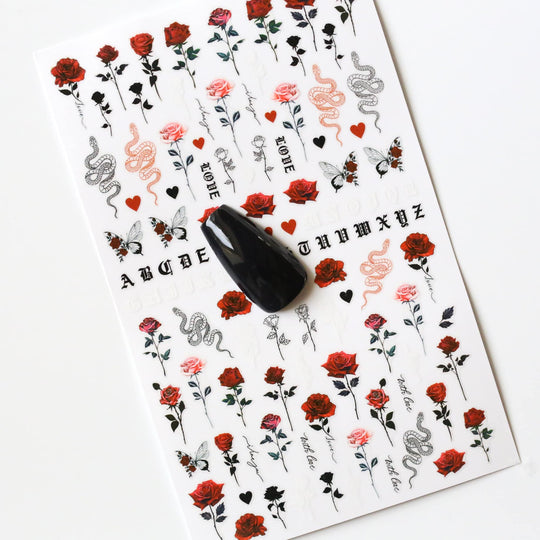 NAIL DECAL Gothic Roses Snakes STICKERS 64