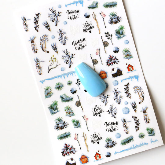 NAIL DECAL Winter Snow Cabinets STICKERS 66