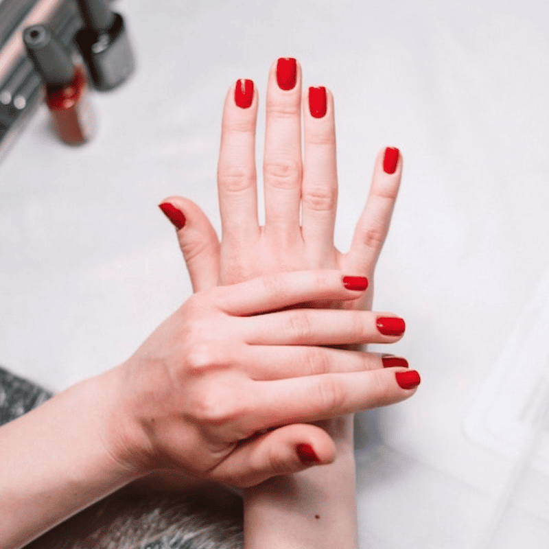 A gel nail manicure