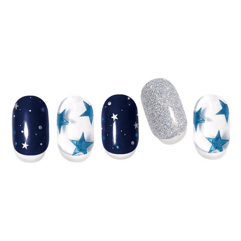 Blue And White Stary Nails